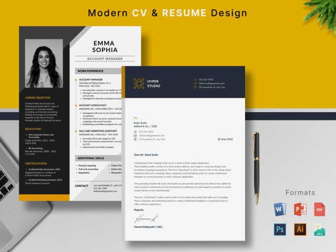 Gig Preview - Do creative and modern resume design, cv design and cover letter in 6 hours