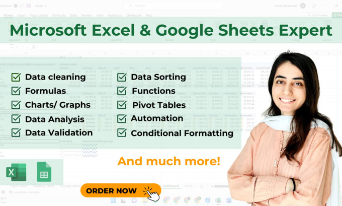 Gig Preview - Be your microsoft excel and google sheets expert