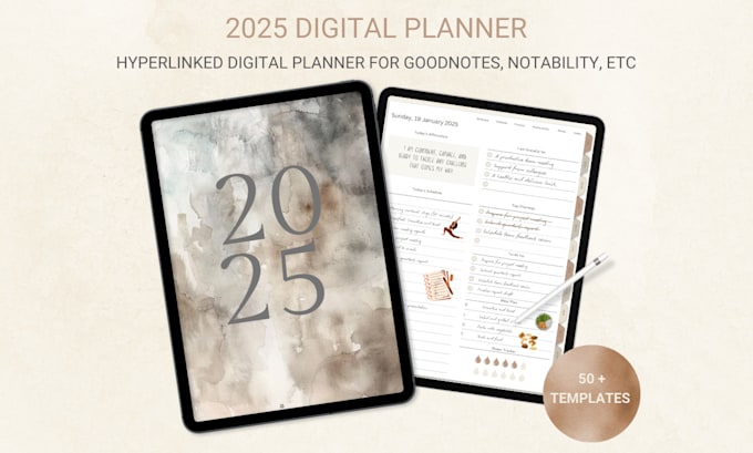 Gig Preview - Design custom digital planner for etsy goodnotes notability in canva