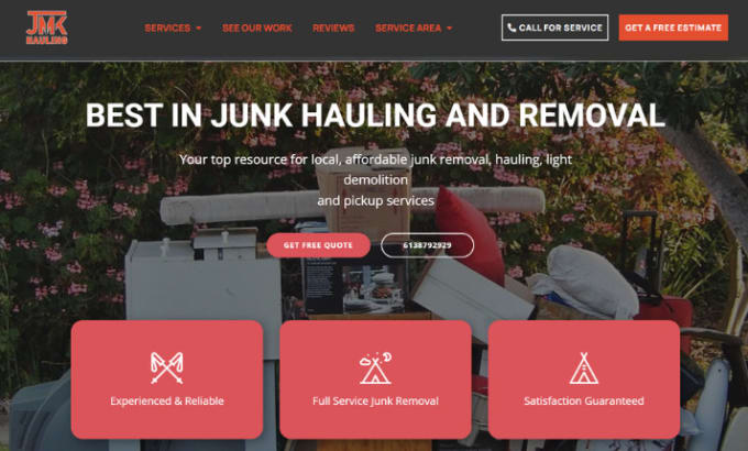 Gig Preview - Design junk removal website hauling website cleaning website