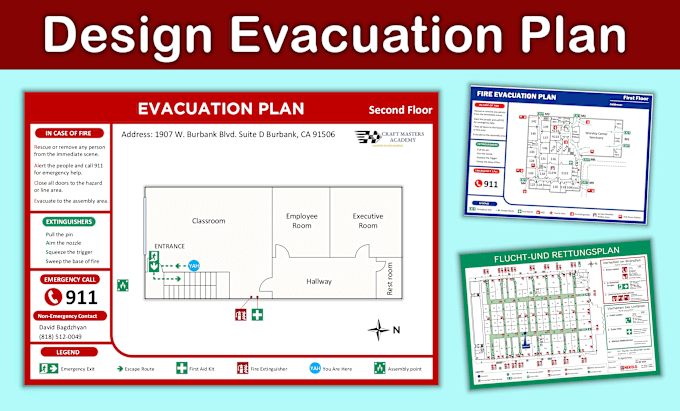 Gig Preview - Design fire emergency evacuation map for your floor plan,