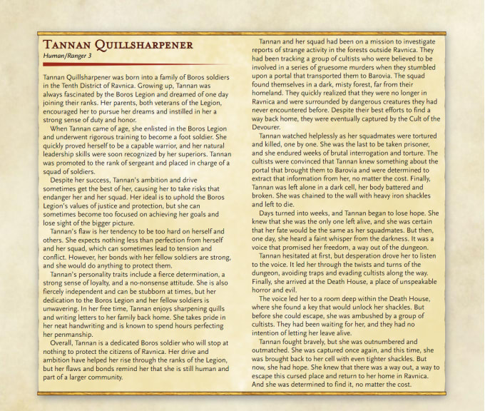 Gig Preview - Write a backstory for your dungeons and dragons character