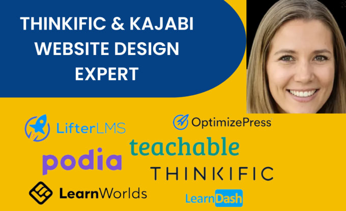 Gig Preview - Build thinkific website, kajabi website design kajabi online course sales funnel