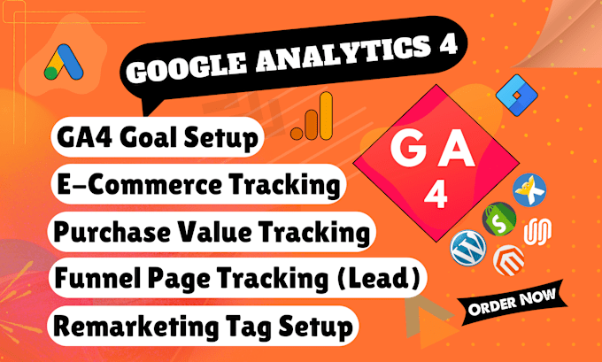 Gig Preview - Setup google analytics 4, gtm, ga4 ecommerce tracking, conversion tracking GTM