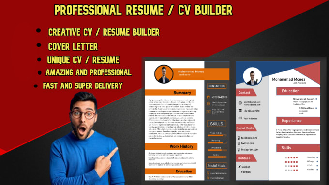 Gig Preview - Build and design resume, yours CV maker, resume maker, CV builder