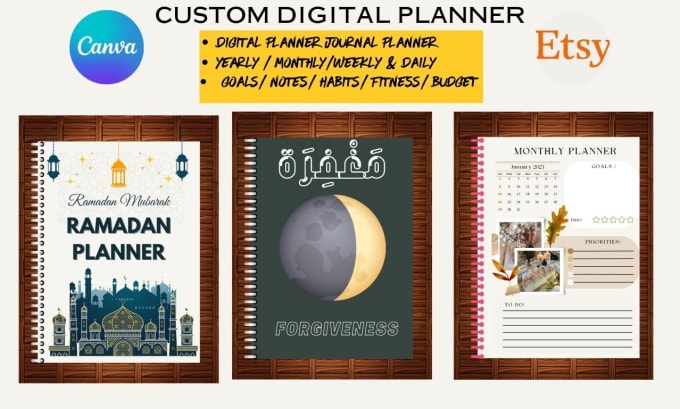 Gig Preview - Design digital hyperlinked planner journal for etsy