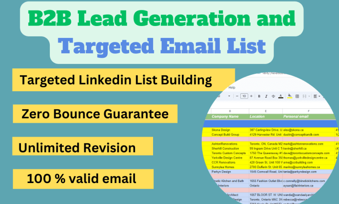 Gig Preview - Do b2b lead generation linkedin prospect list