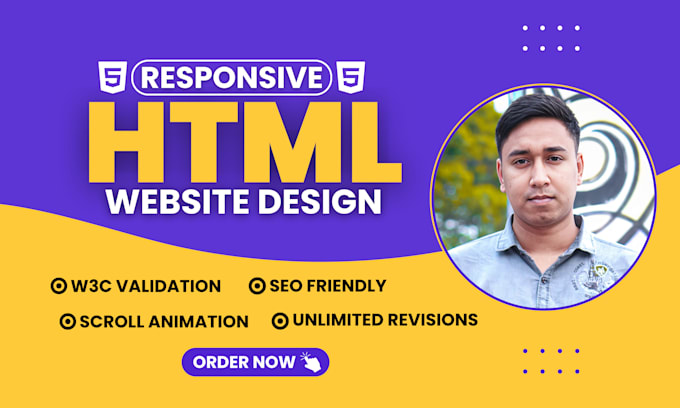 Gig Preview - Design a stunning HTML landing page or HTML static website