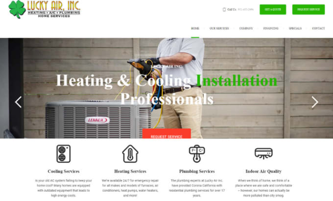 Gig Preview - Design hvac website airduct website hvac wordpress website