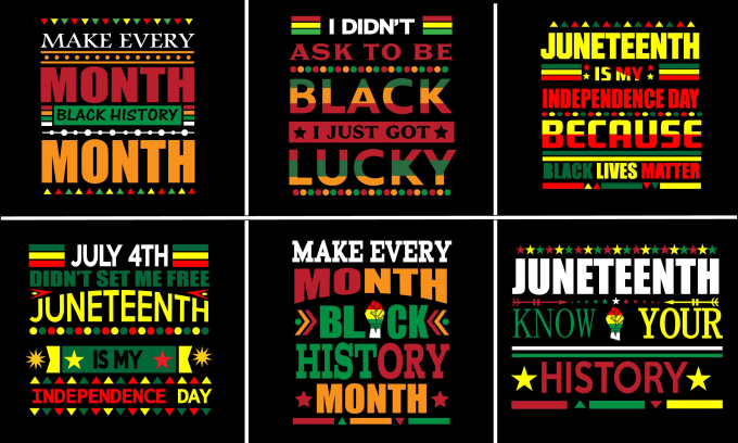 Gig Preview - Make typography black history and juneteenth t shirt design