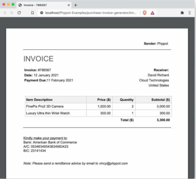 Gig Preview - Create invoices and packing slips