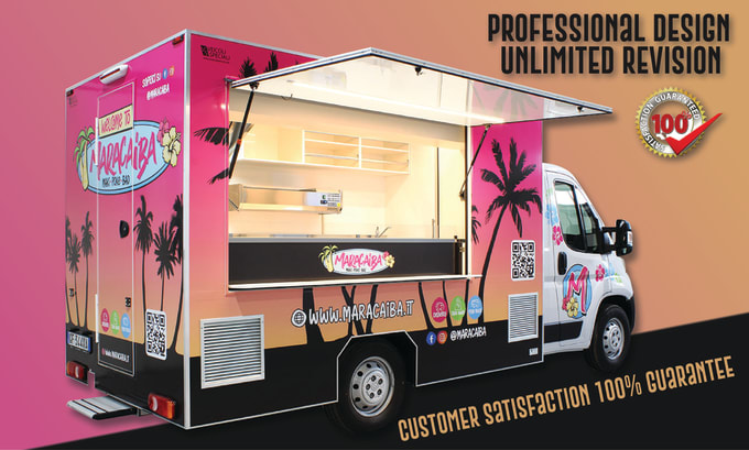 Gig Preview - Design food truck wrap, food truck, food trailer wrap, food caravan, food camper