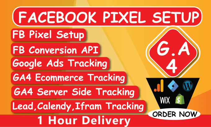 Gig Preview - Setup facebook pixel ga4 ecommerce tracking server side tracking conversion API