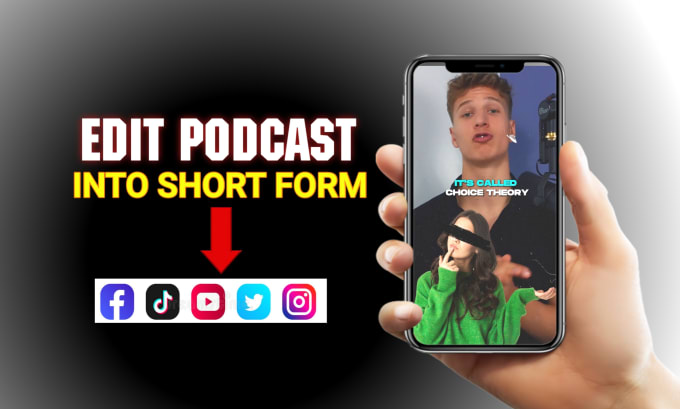 Gig Preview - Edit your podcast video into engaging shorts , reels,titok