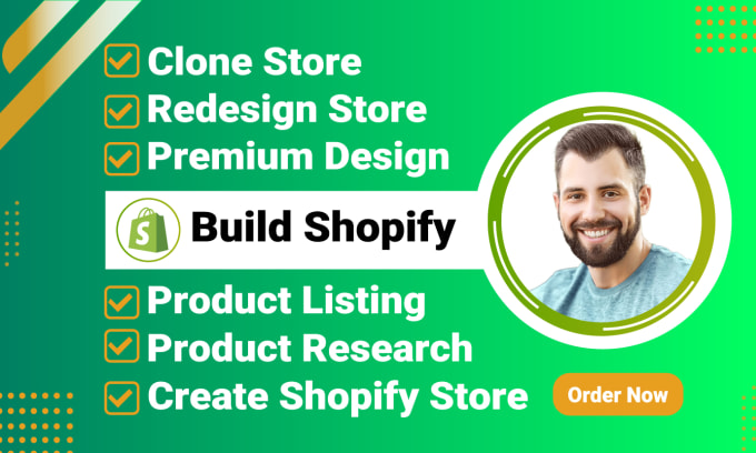 Gig Preview - Create shopify, redesign and clone shopify dropshipping store or shopify website