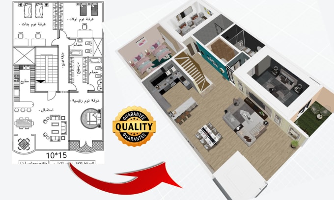 Gig Preview - Make a high quality 3d floor plan of your interior