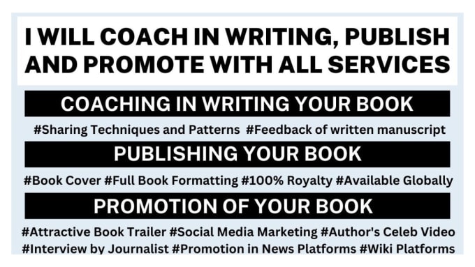 Gig Preview - Coach in writing, book publishing, and promotion