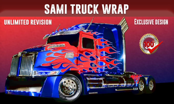 Gig Preview - Create professional box truck, long trailer, box trailer, semi truck wrap design