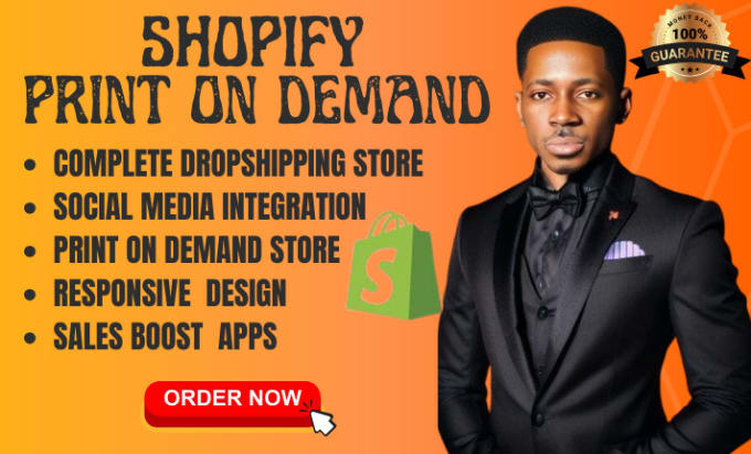 Gig Preview - Setup shopify print on demand shopify, printify, printiful, dropshipping store