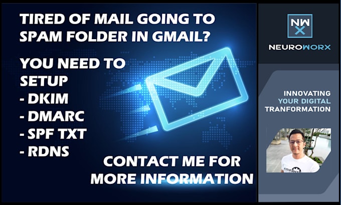 Gig Preview - Setup dkim dmarc spf for email deliverability say no google spam folder