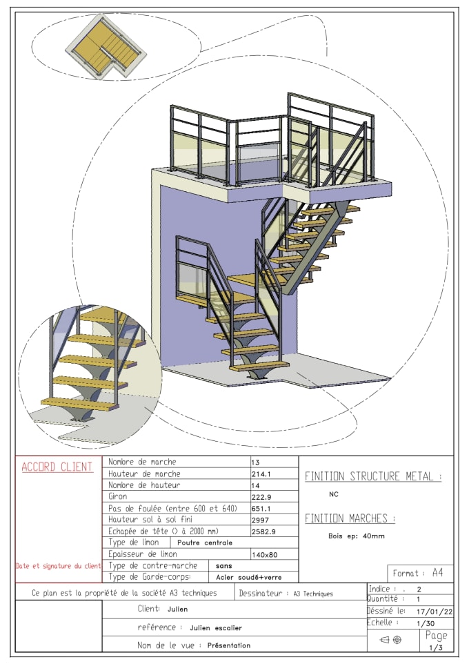 Gig Preview - Draw your stairs with technical plans and 3d visuals