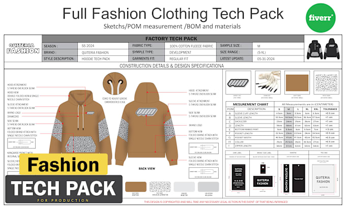 Gig Preview - Create fashion tech pack and clothing tech pack design