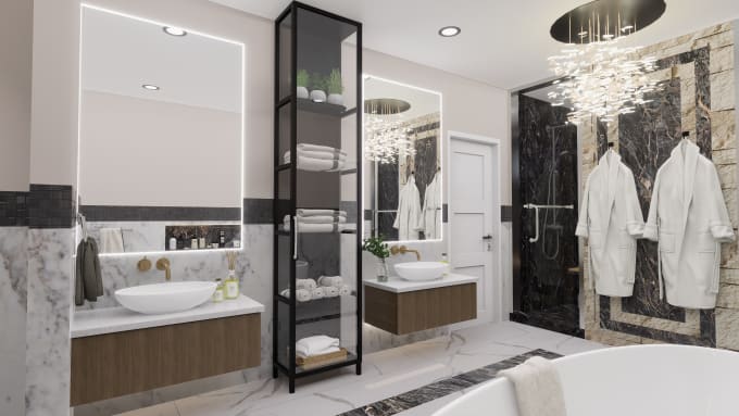 Gig Preview - Do 3d bathroom interior design