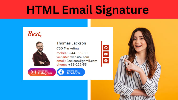 Gig Preview - Design for you an HTML email signature with animated logo