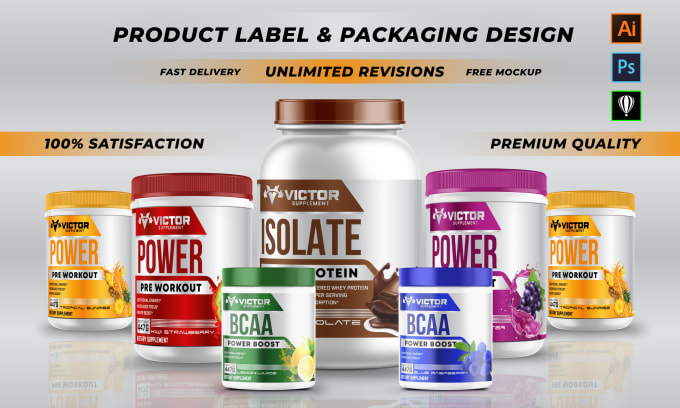 Gig Preview - Do supplement label design, protein label, packaging design,