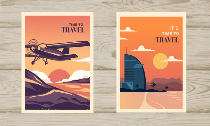 Gig Preview - Create a modern travel poster design in a vintage retro