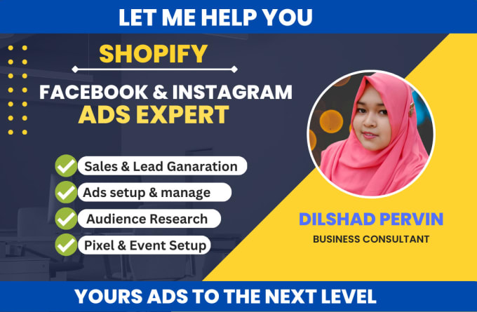 Gig Preview - Setup shopify facebook ads and instagram ads campaign for leads and sales