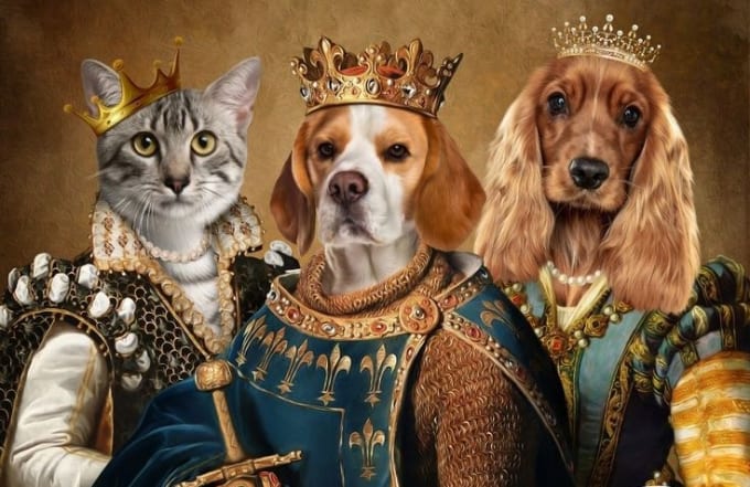 Gig Preview - Create custom royal pet portrait in high quality