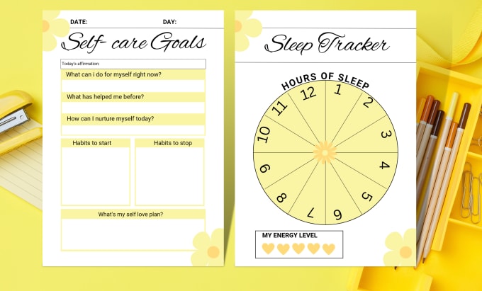 Gig Preview - Design printable self care planner, journal and checklist