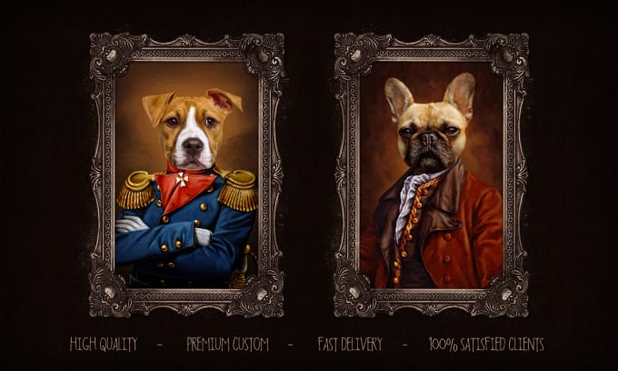 Gig Preview - Create custom royal pet portrait renaissance high quality