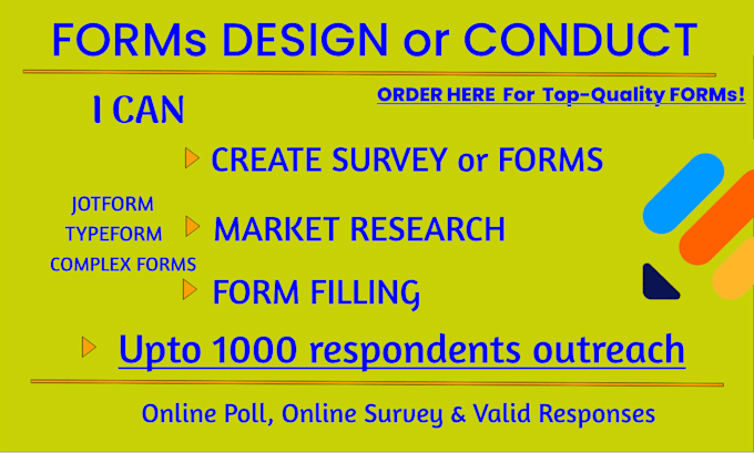 Gig Preview - Get 1000 respondents to fill online surveys, google forms poll jotform, typeform