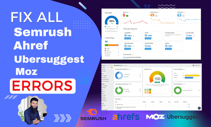 Gig Preview - Fix all errors, warnings of semrush, ahref, moz ubersuggest solve technical SEO