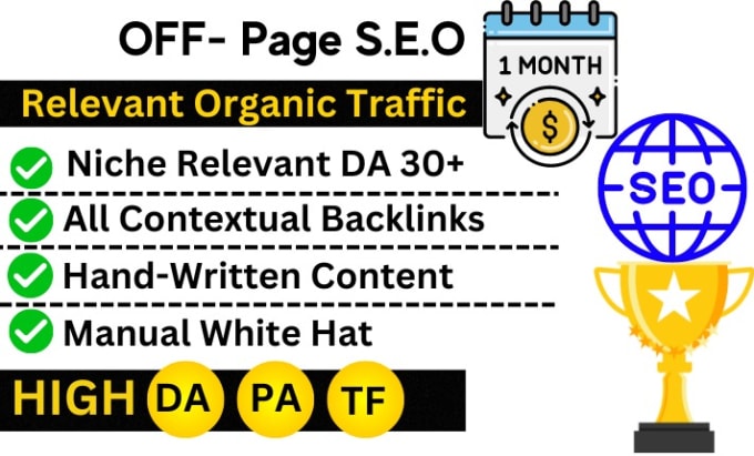 Gig Preview - Do monthly off page seo service with white hat manual niche relevant links