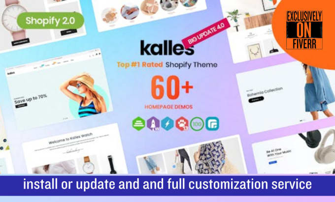 Gig Preview - Install or update kalles shopify theme and full customization