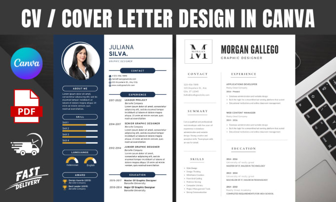 Gig Preview - Make professional resume CV and cover letter design in canva