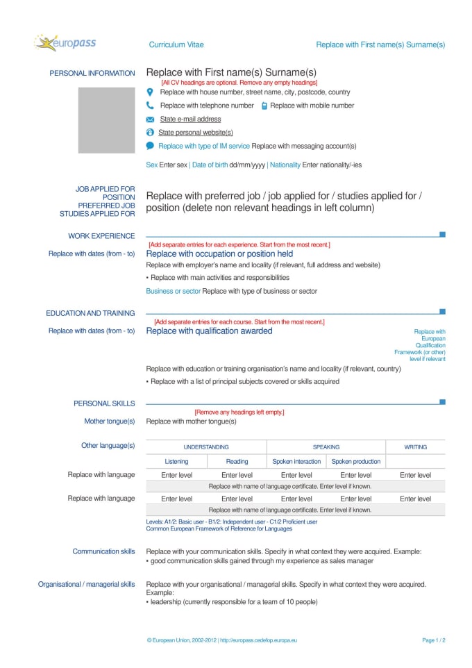 Gig Preview - Convert your old resume into europass resume CV