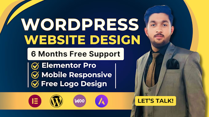 Gig Preview - Create wordpress website design, redesign wordpress business website development