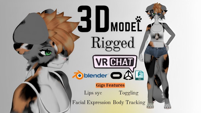 Bestseller - vrchat avatar fursona furry avatar 3d model nsfw for vtuber vrchat animaze