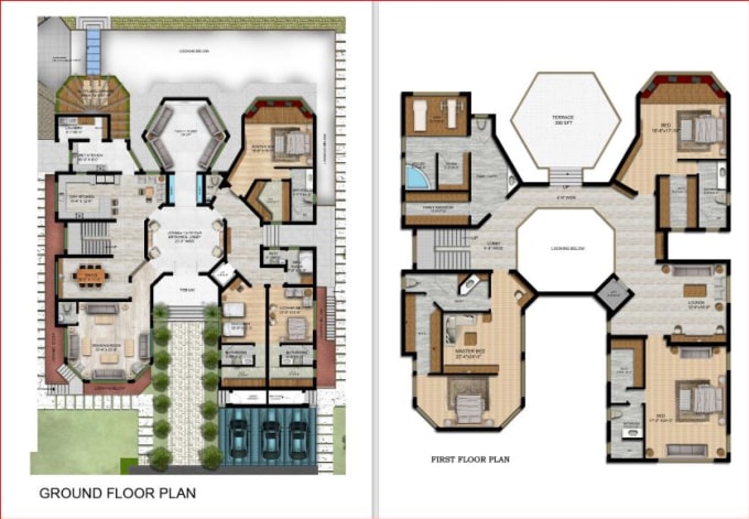 Gig Preview - Render 2d and 3d floor plan in photoshop and sketchup