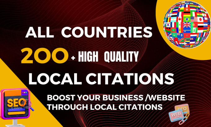 Gig Preview - Do top 200 all country local citations for local SEO