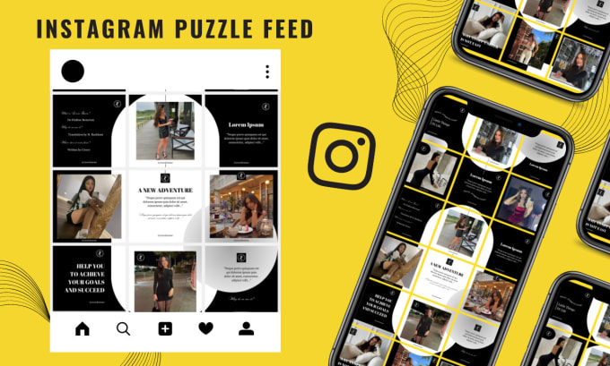 Gig Preview - Design themed instagram puzzle posts grid and feed