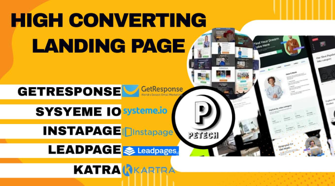 Gig Preview - Design landing page on getresponse, instapage, unbounce, leadpages systeme io