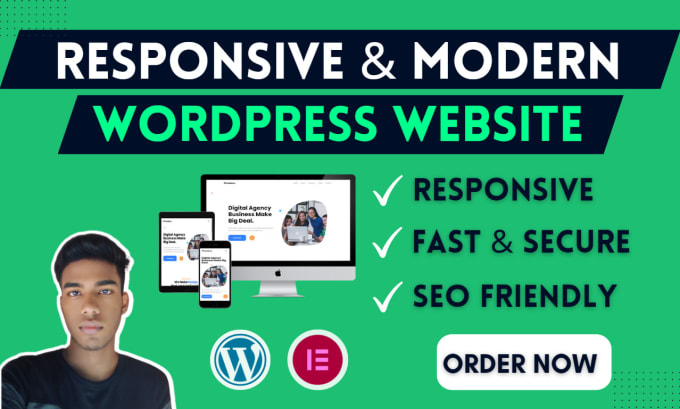 Gig Preview - Build modern and responsive wordpress website with elementor