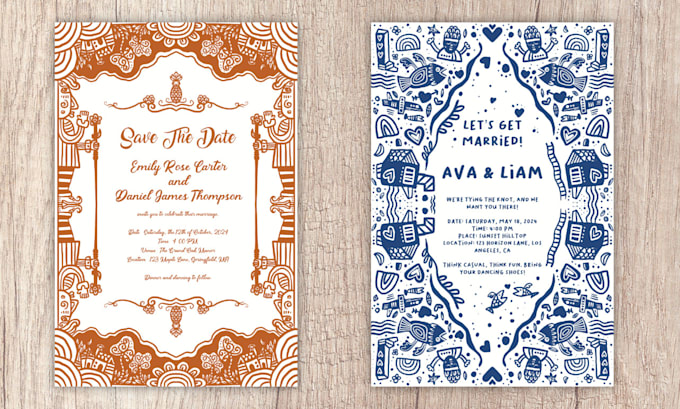 Gig Preview - Create doodle art wedding  invitations for your speial day