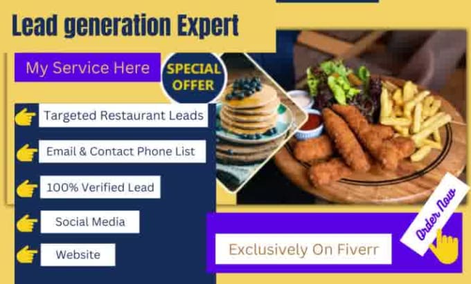 Gig Preview - Generate high quality leads for your restaurant, verified email list