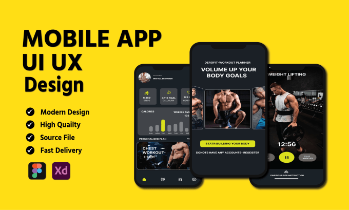 Gig Preview - Design your mobile app UI for iphone and android